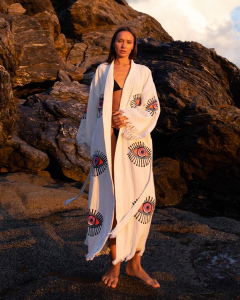 Bohemian Chic Kimono with All-Seeing Eye Design - Comfortable and Stylish