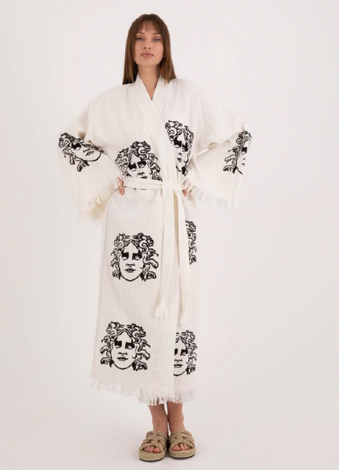 Mythic Elegance Kimono with Medusa Design - Luxurious and Artistic