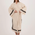 Elegant Handwoven Kimono Robe with Fringe and Geometric Patterns