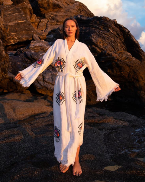 Bohemian Chic Kimono with All-Seeing Eye Design - Comfortable and Stylish