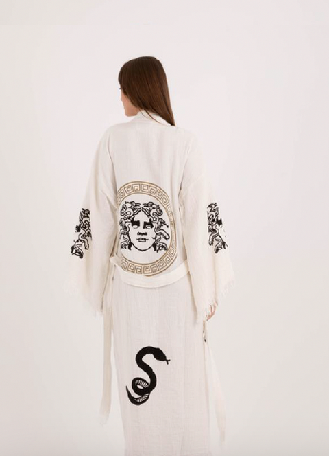 Mythic Elegance Kimono with Medusa Design - Luxurious and Artistic