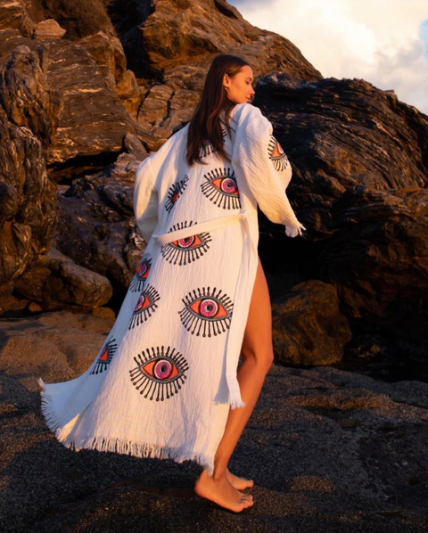 Bohemian Chic Kimono with All-Seeing Eye Design - Comfortable and Stylish