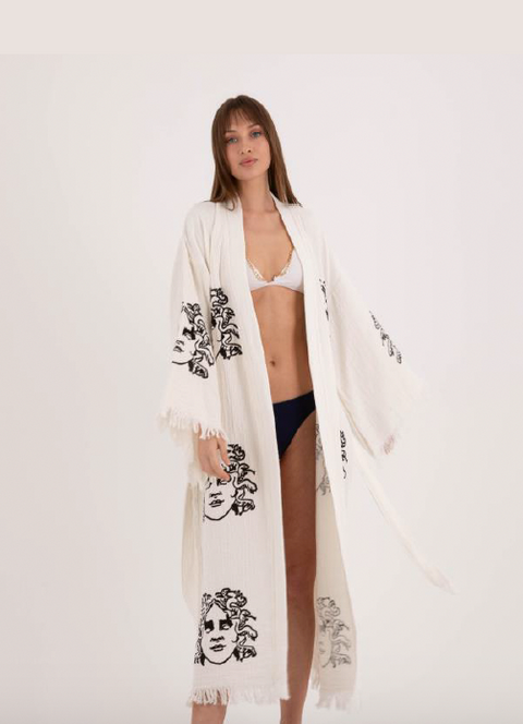 Mythic Elegance Kimono with Medusa Design - Luxurious and Artistic